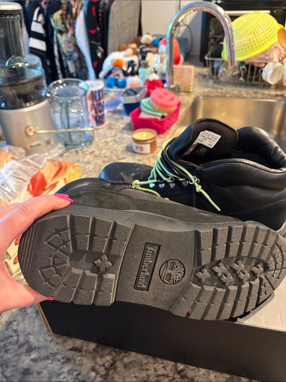 Loso.Wav Custom Timberland Black Boots with Lime Laces Flame - Picture 10 of 10